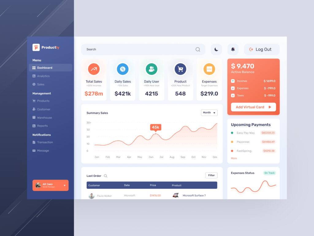 Free Dashboard Web App Uikit Design for eCommerce