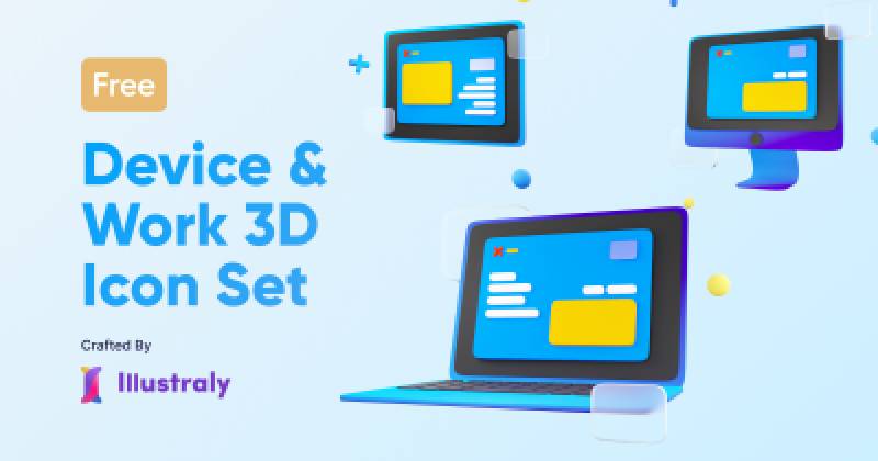 Free Device & Work 3D Icon Set Figma Template