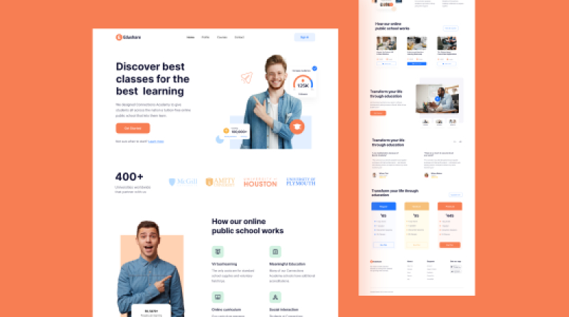 Free E-learning Landing Page Figma Template