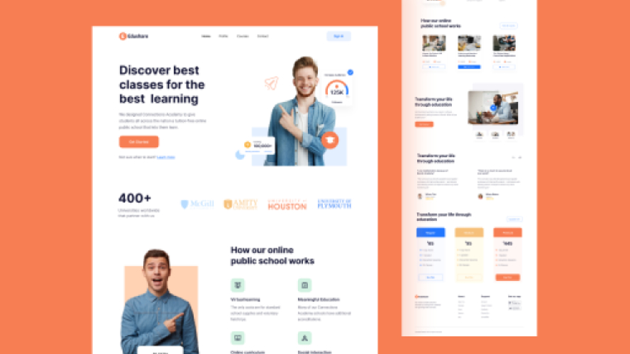 Free E-learning Landing Page Figma Template