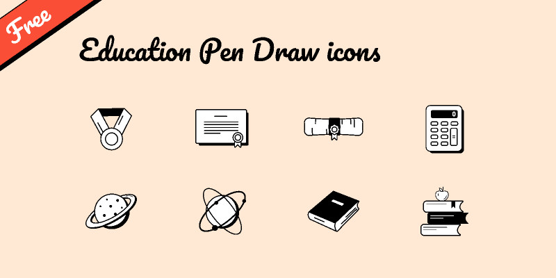 Free Education Pen Draw icons set figma
