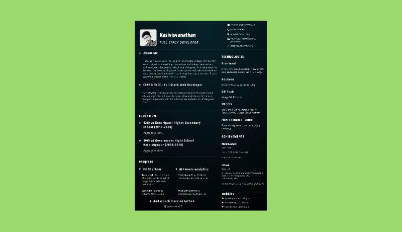 Free Figma Resume template 