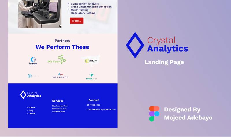 Free Figma Website Template - Crystal Analytics Landing page