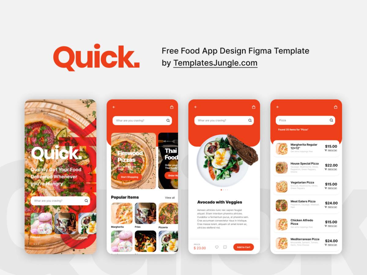 Free Food App Design Figma Template