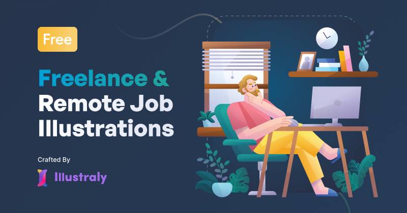 Free Freelance & Remote Job Illustration Set Figma Template