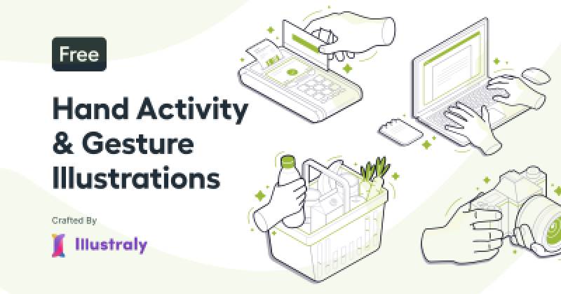 Free Hand Activity & Gesture Illustrations Figma Template