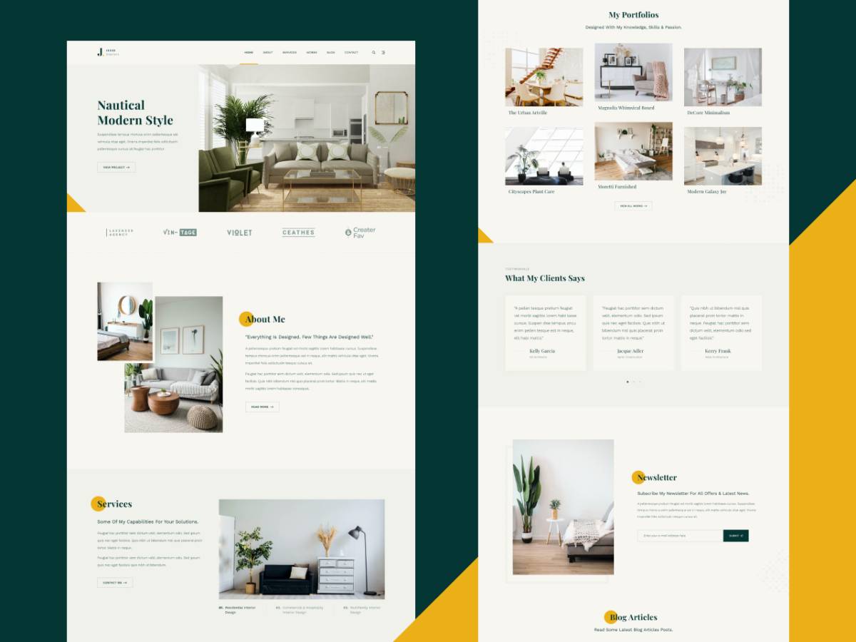 Free Interior Designer Portfolio Figma Design Template