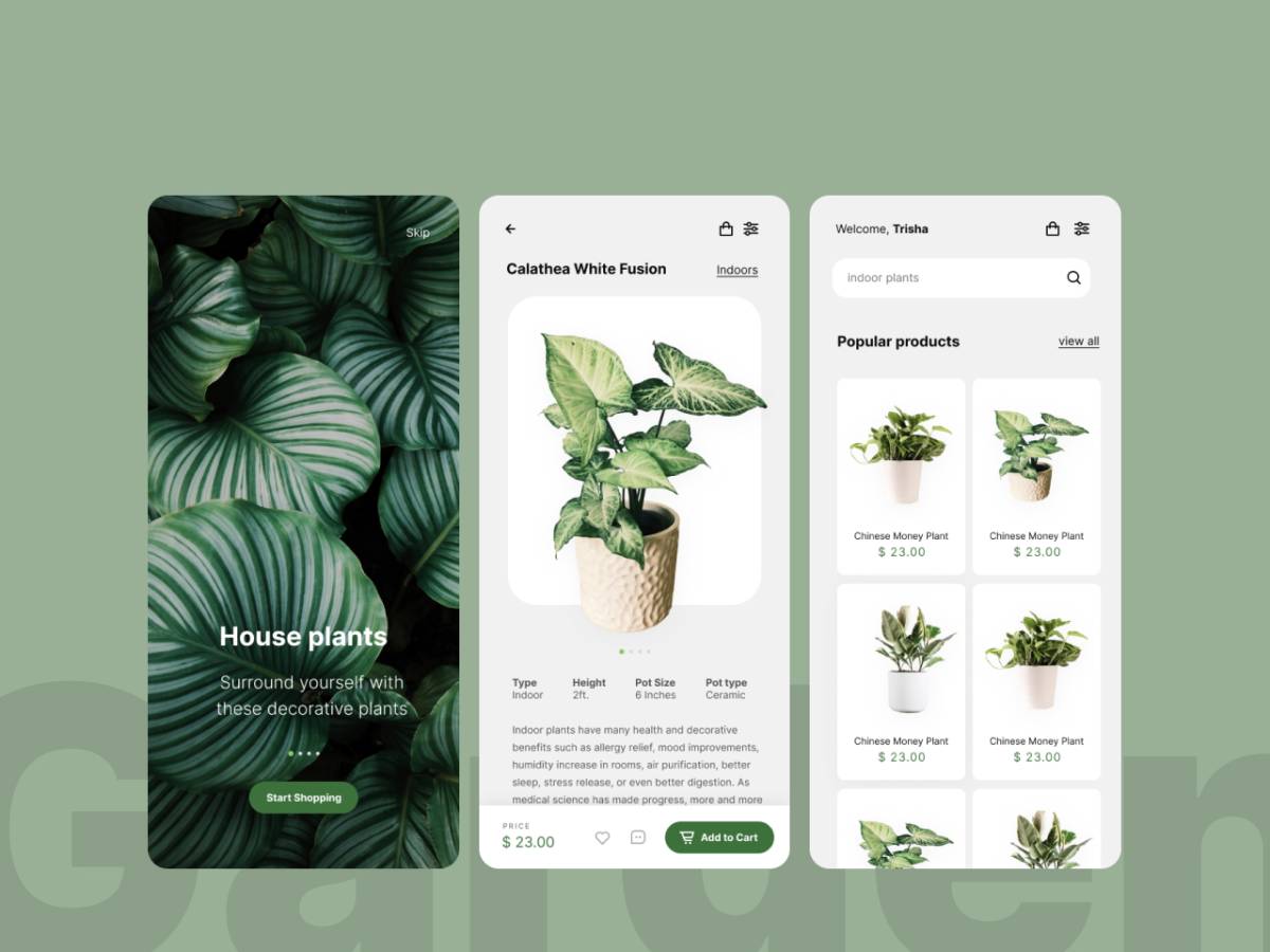 Free Plant Store Mobile UI Kit