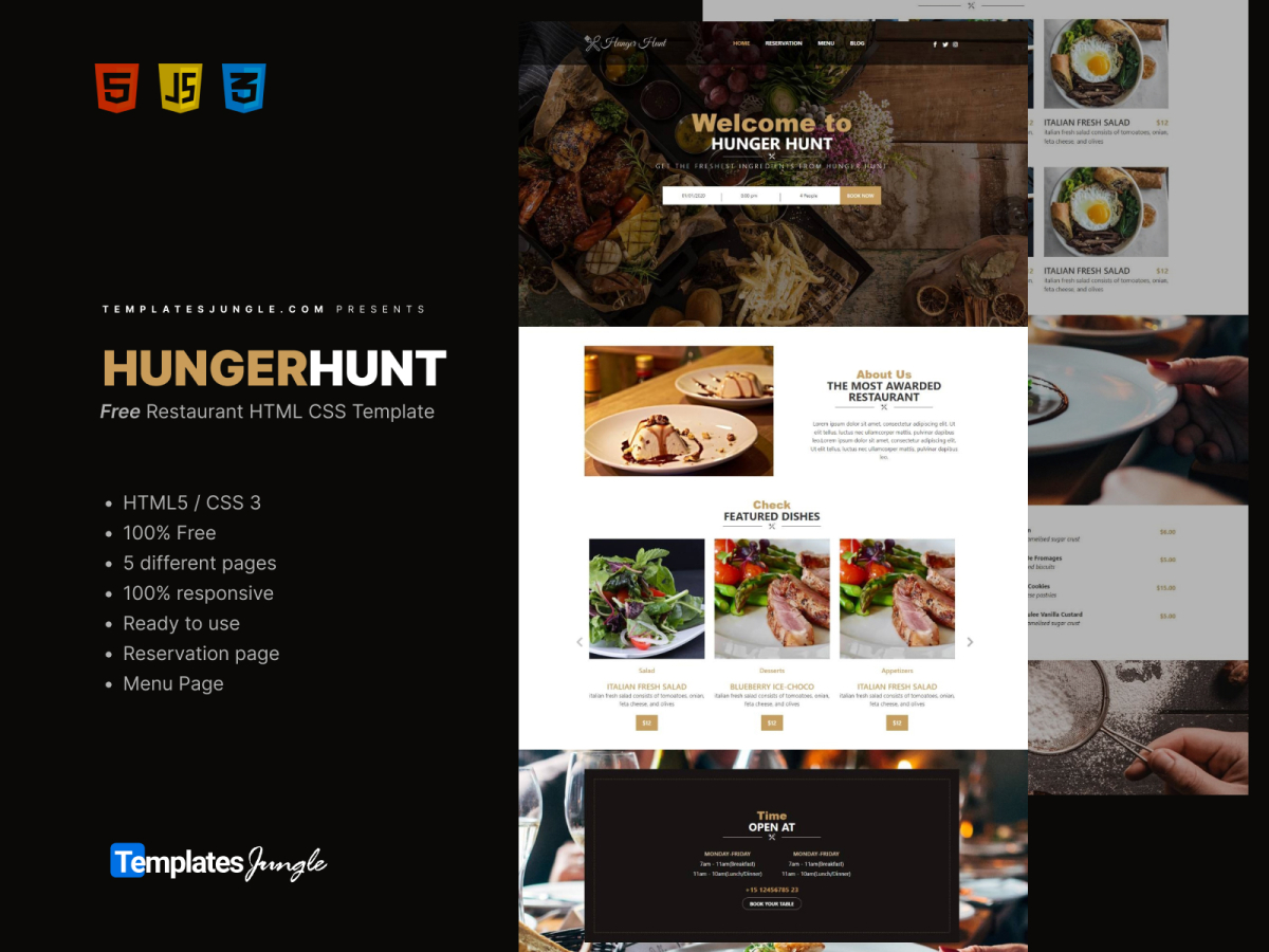 Free Responsive HTML CSS Template for FastFood Restaurants