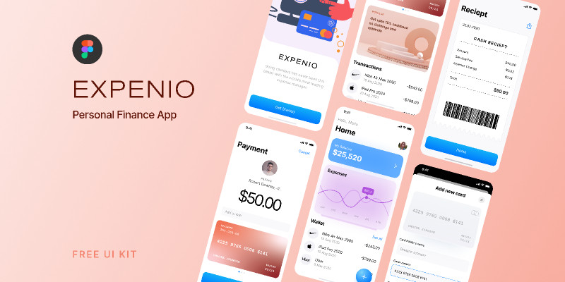 Free Ui Expenio - Personal Finance UI Kit (figma)