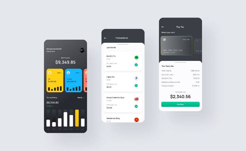 Free UI KIT Tax Calculator app Figma Template