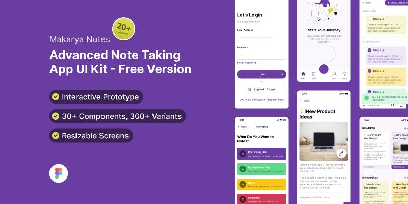 (Free Version) Makarya Notes - Advanced Note Figma Template