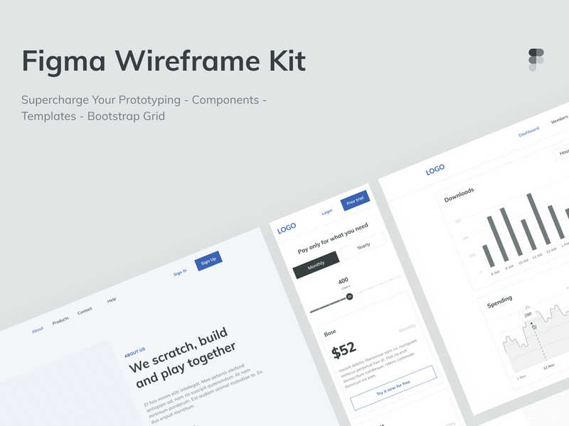 Free Wireframe UI Kit Figma Template