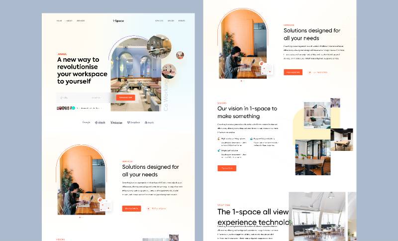 Freebie - Coworking Space Landing Page Figma Template