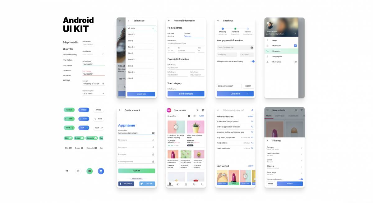 Freebie Android UI kit for Figma