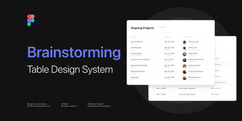 Freebie Brainstorming Table Design system (Figma Template)