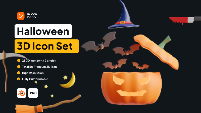 Freebie Halloween 3D Icon Set.