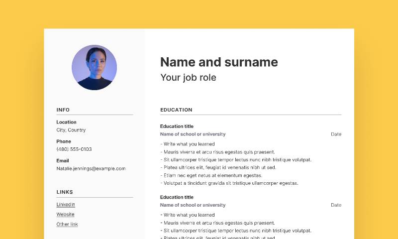 Freebie Simple CV template (Figma)