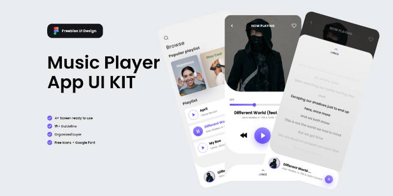 Freebies - Music Player App Figma UI KIT