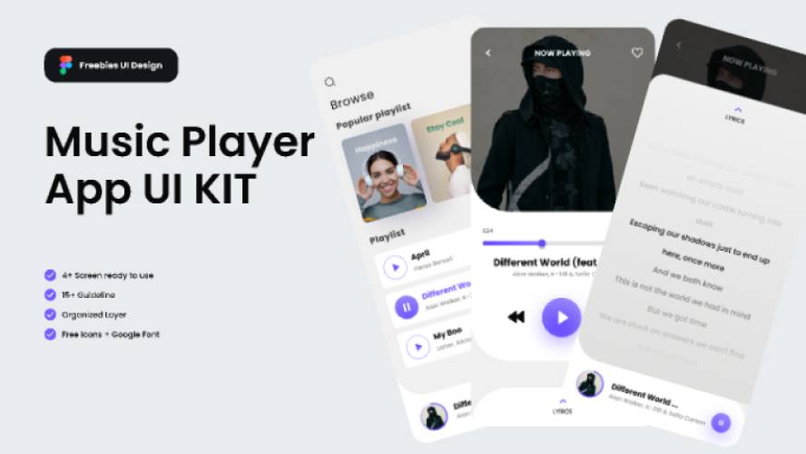 Freebies - Music Player App Figma UI KIT