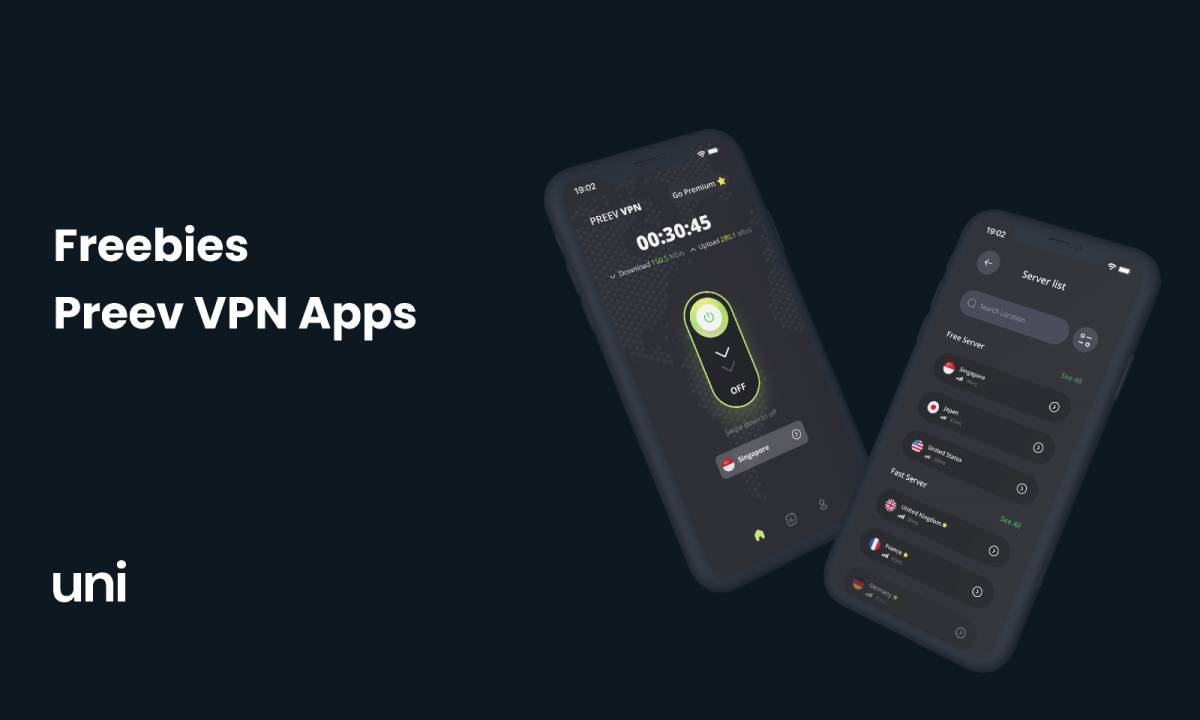 Freebies Preev VPN Apps Figma Template