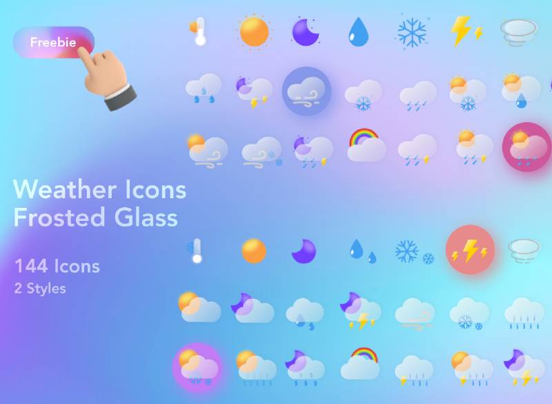 Frosted Glass Weather Icons Figma