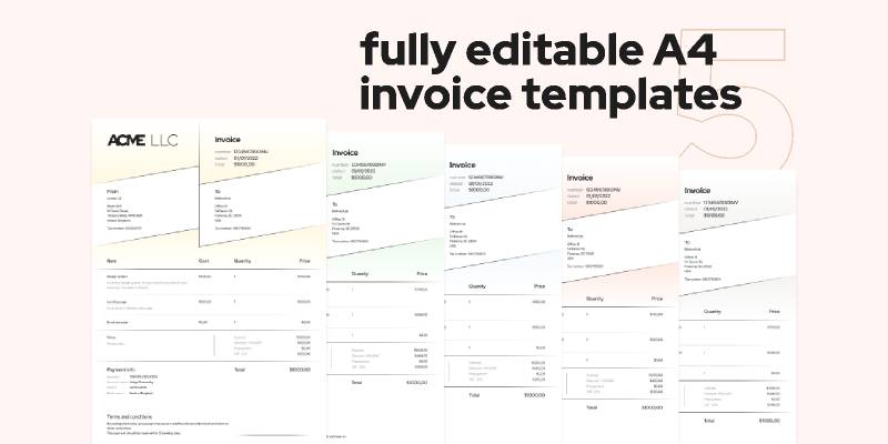 Fully editable A4 invoice template