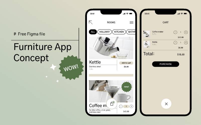 Furniture App Concept freebies figma ui kit