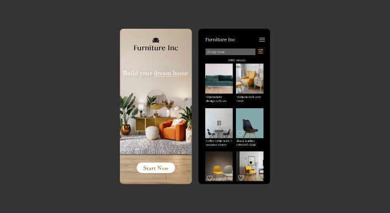 Furniture app design figma mobile template