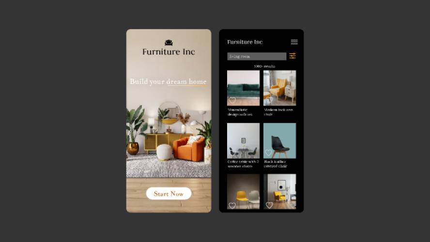 Furniture app design figma mobile template