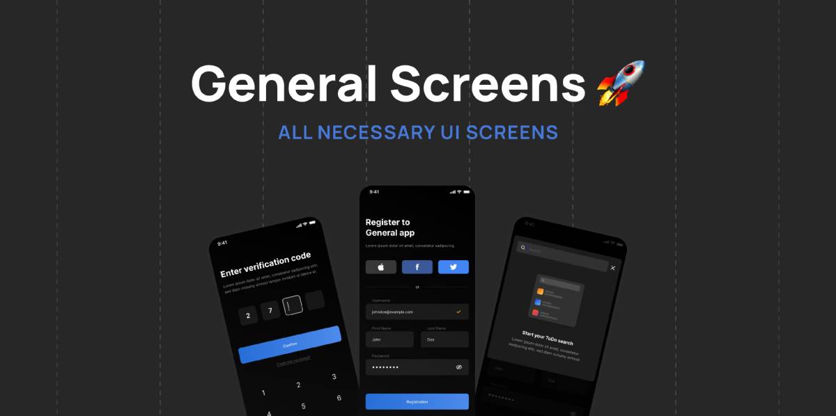 General Screens - UI Kit Figma Mobile Template