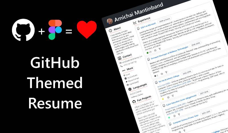 GitHub Themed Resume Template Figma Template