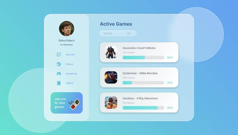 Glass Gaming Figma Website Material
