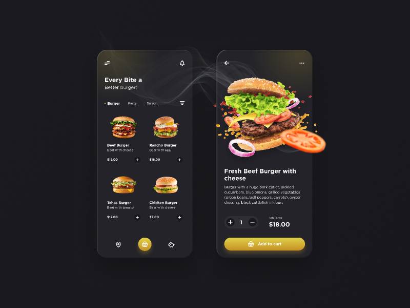 Glassmorphism Burger App (UI Concept) Figma Template