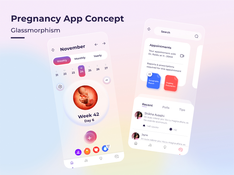 Glassmorphism Pregnancy App Concept Figma