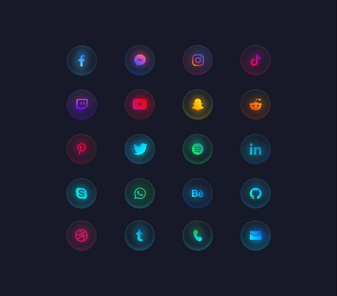 Glassmorphism Social Media Icons Figma Template