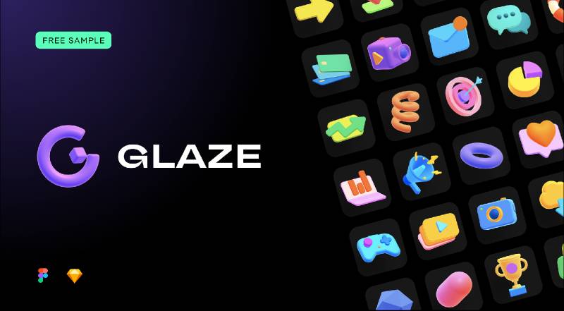 Glaze - 3D Icons Figma FREE SAMPLE