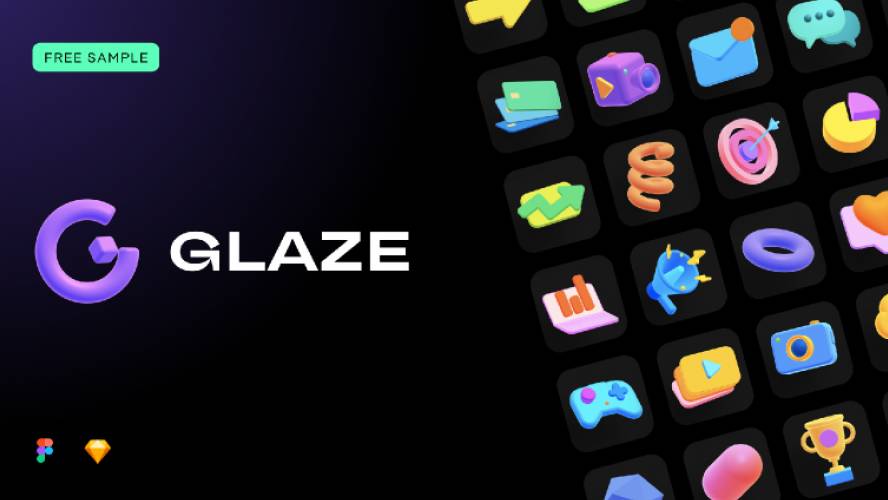 Glaze - 3D Icons Figma FREE SAMPLE