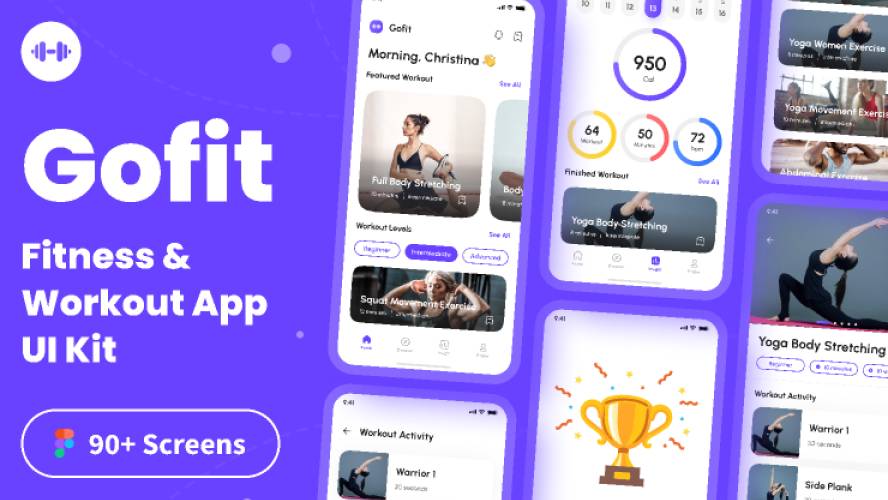 Gofit - Fitness & Workout App UI Kit Figma Template