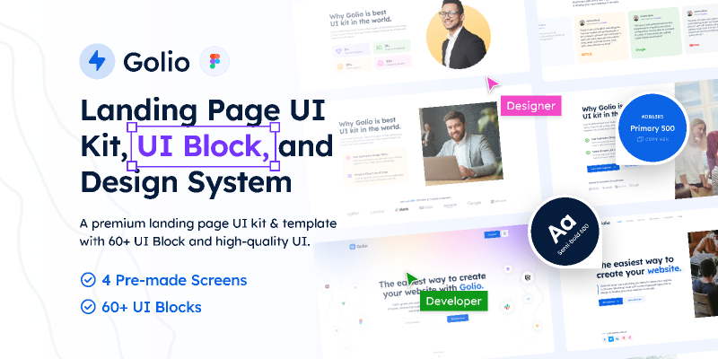 Golio - Free Landing Page UI Kit & UI Blocks Figma Template