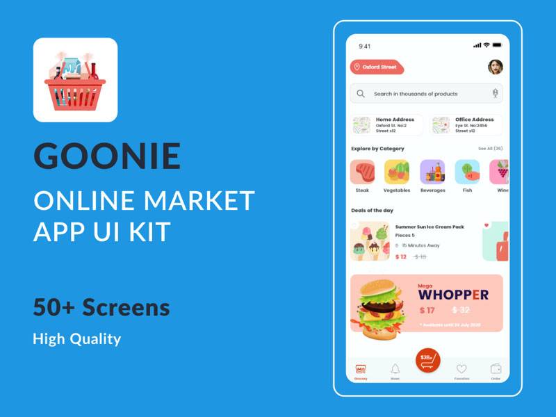 Goonie Online Market App UI Kit figma