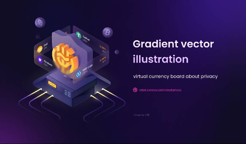 Gradient vector illustration virtual currency board about privacy