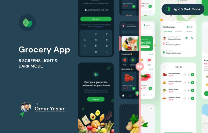 Grocery App Dark Light Mode Figma Mobile Ui Kit