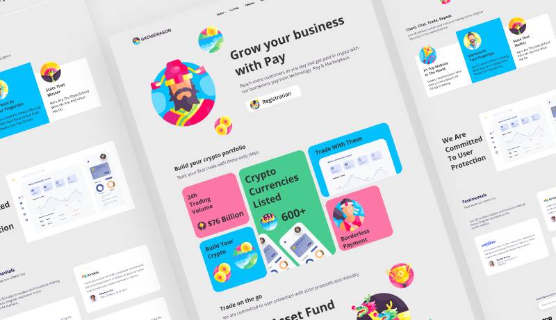 Grow Pay Crypto Wallet Project Figma Website Template