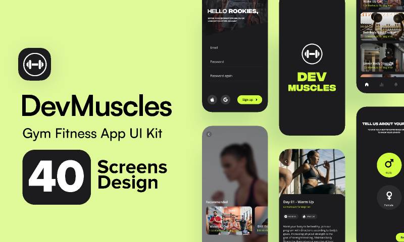 Gym Fitness App UI Kit Figma Template