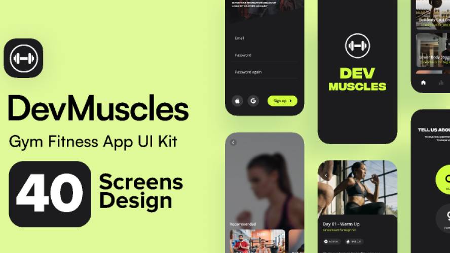 Gym Fitness App UI Kit Figma Template