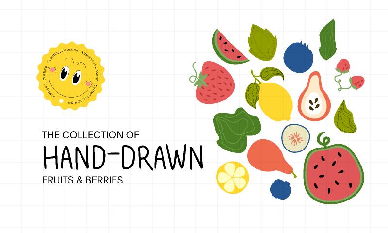 Hand-drawn Fruits & Berries Patterns Figma Template
