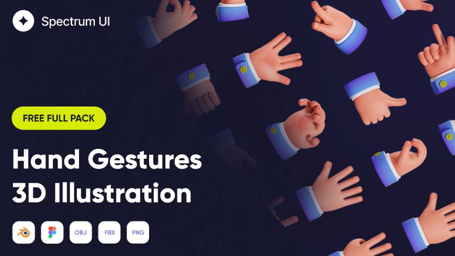 Hand Gestures 3D Illustration Figma Template