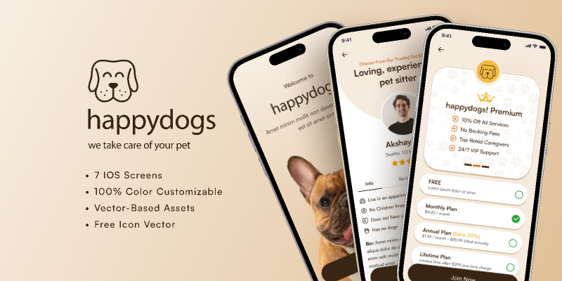 Happy Dog App Figma Mobile Template