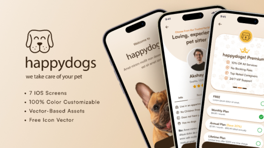 Happy Dog App Figma Mobile Template